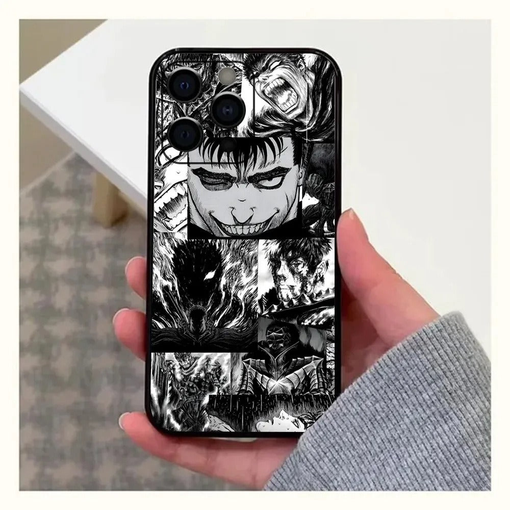 GutsrkiPhone Coque Anime pour iPhone 15 et SE Noir