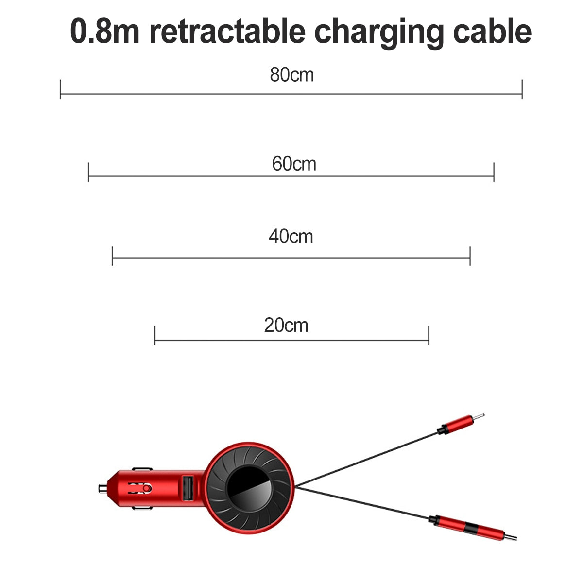 3-IN-1 Retractable Car Charger for iOS/Android/Type-C Devices