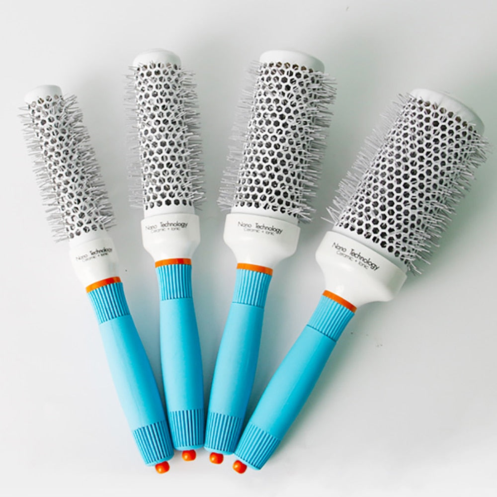 Professional Round Blue Hair Brush Ceramic Ion Hairbrush Comb Fashion Salon Hair Styling Tools - Korvel