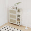 Natural Bohemian style shoe cabinet with 3 rattan flip drawers, 3 square shelves, and 1 storage drawer, white - Korvel