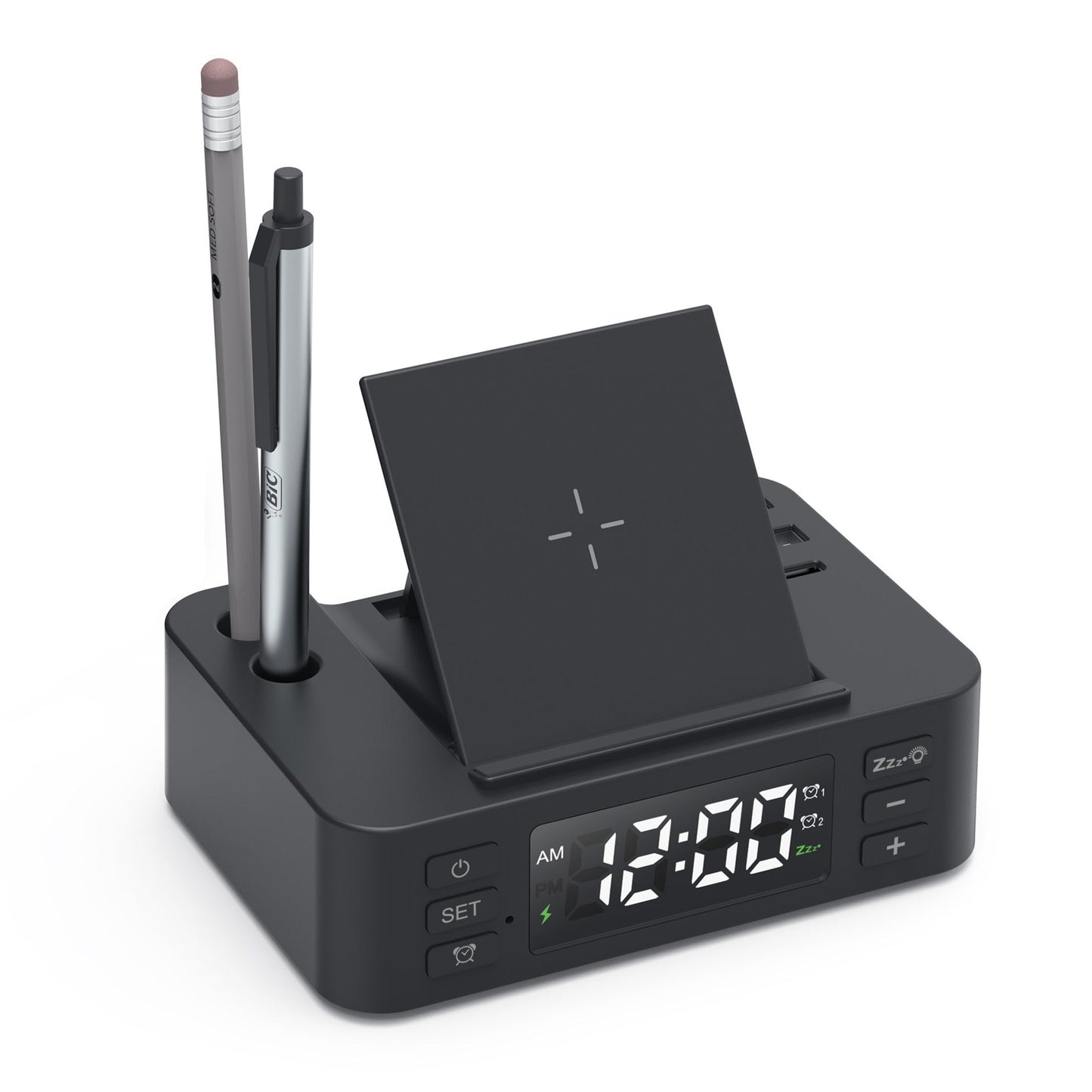 Clock wireless charging phone holder pen holder multifunctional 15W wireless charging fast charging - Korvel
