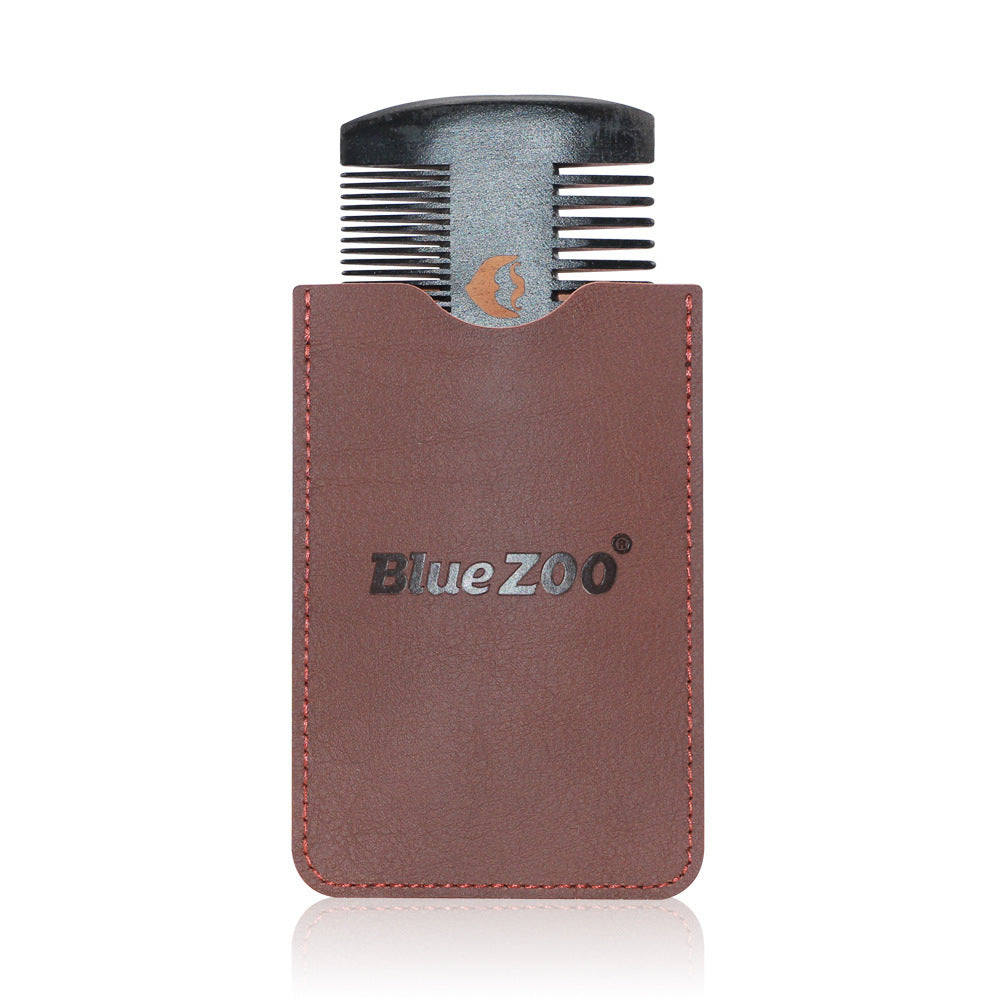 Black Spray Painted Pear Wood Bluezoo Double Sided Beard Comb Beard Portable Comb Care - Korvel