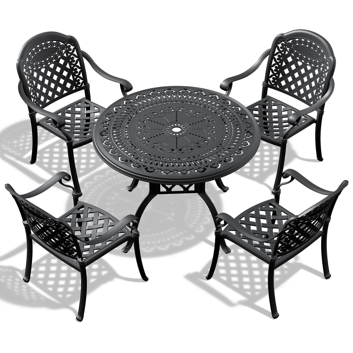 (Cushions In Random Colors)5-Piece Set Of Cast Aluminum Patio Furniture With Cushions - Korvel