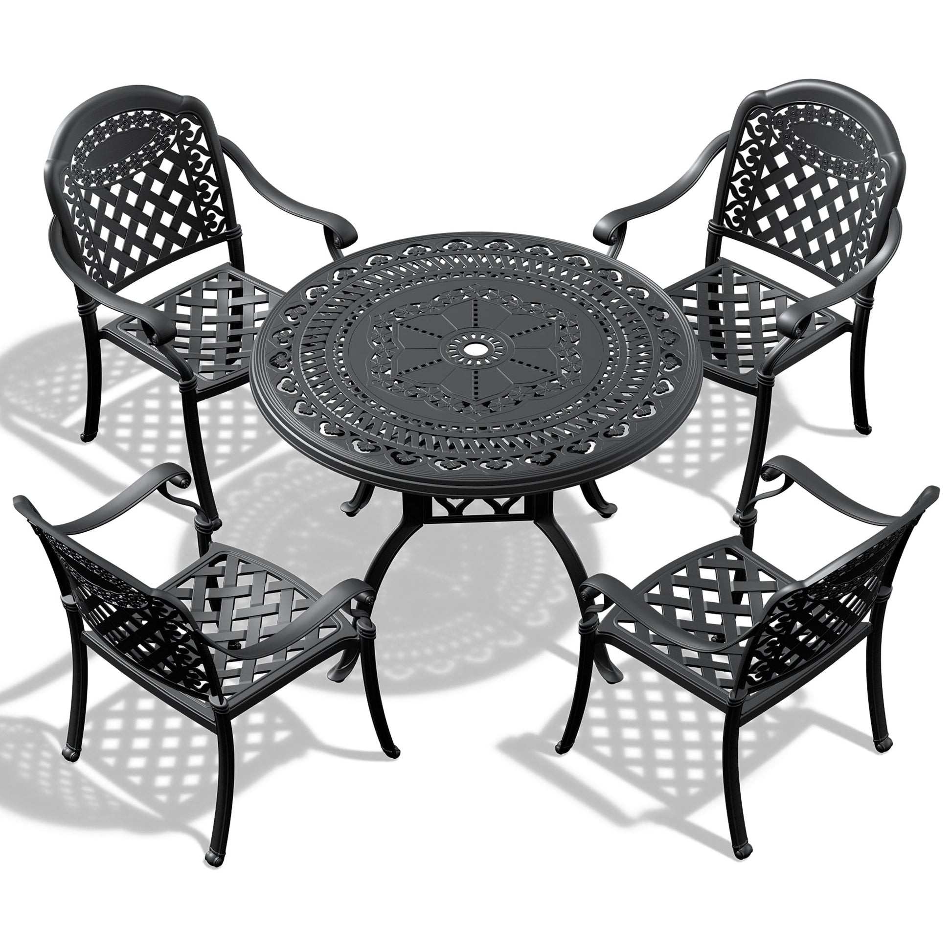 (Cushions In Random Colors)5-Piece Set Of Cast Aluminum Patio Furniture With Cushions - Korvel