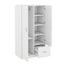 Wooden Wardrobe with Double Doors, Armoire with Hanging Rod, 5 Fixed Shelves, One Storage Drawer,White - Korvel
