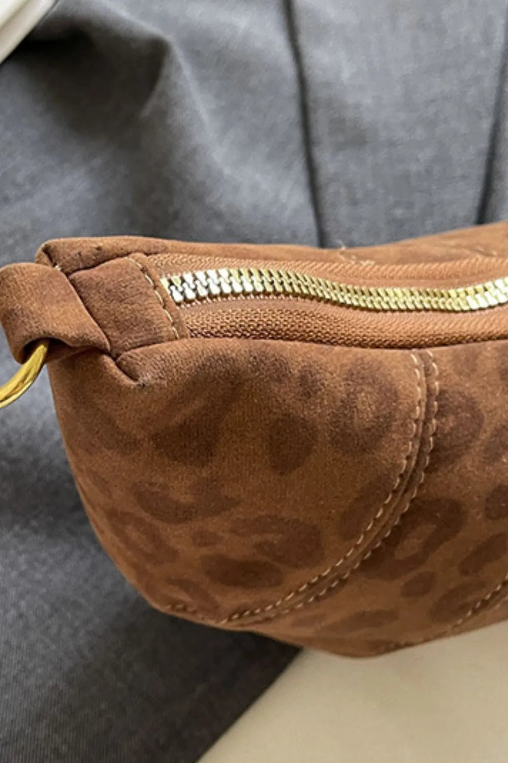 PU Leather Strap Suede Shoulder Bag - Korvel