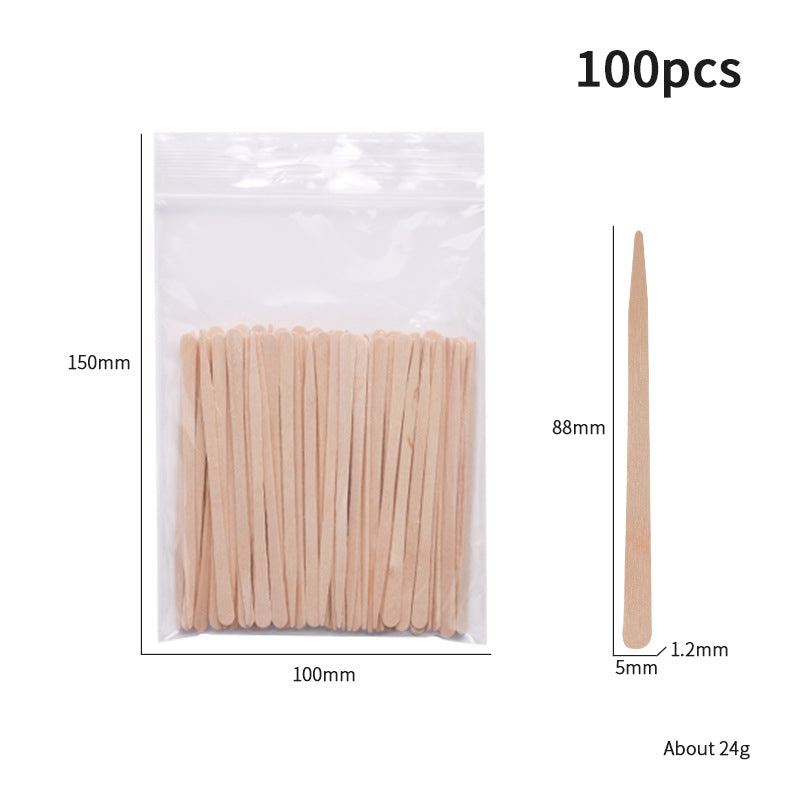 100-Piece Bag of Disposable Wooden Sticks for Hair Removal Waxing and Scraping Tools - Korvel