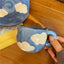 Hand Painted Blue Sky White Clouds Coffee Mug with Saucer Ceramic Handmade Tea Cup Saucer Set Lovely Gift Irregular Coffee Mug - Korvel