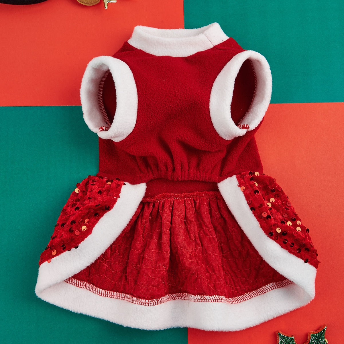 Autumn and Winter New Pet Plush Clothes Christmas Dog Dress Small Dog Teddy Dress Cat Clothes - Korvel