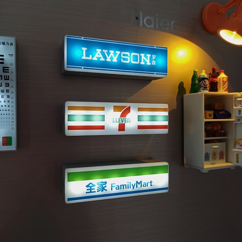 Convenience store refrigerator sticker creative light display board can magnetically attract Rosen 711 family lightbox toy model to emit light - Korvel