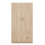 Wooden Wardrobe with Double Doors, Armoire with Hanging Rod, 5 Fixed Shelves, One Storage Drawer,Natural - Korvel
