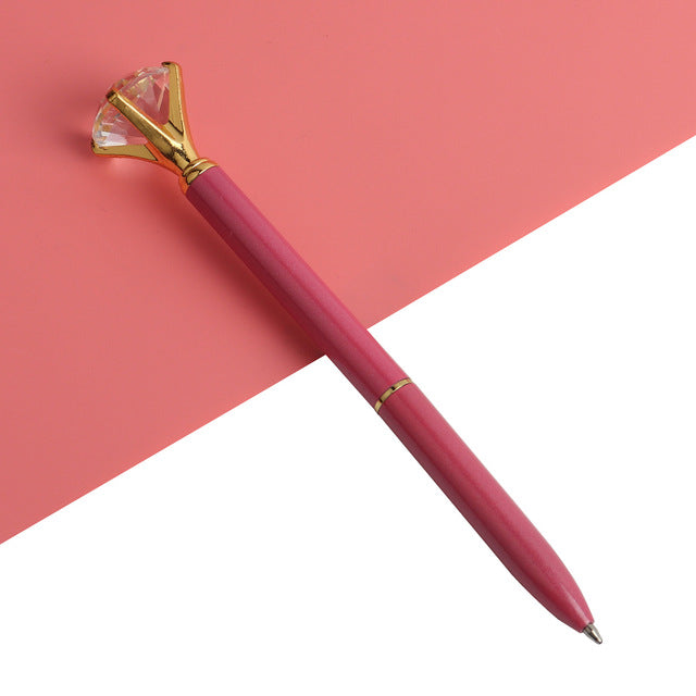 21Color Kawaii Ballpoint Pen Big Gem Metal Ball Pen With Large Diamond Blue And Black Magical Pen Fashion School Office Supplies - Korvel
