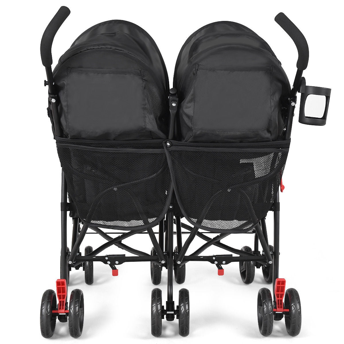 Poussette double pliable ultralégère pour jumeaux - Noir