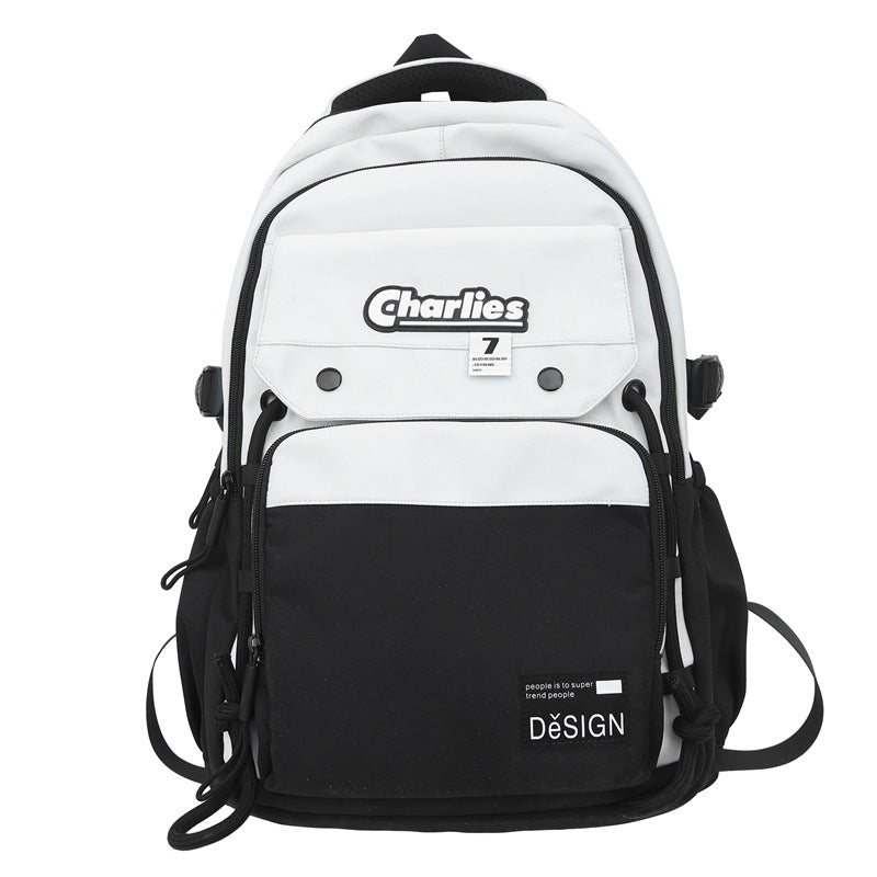 Mochila de Moda Doble de Color Contrastante para Hombre de Gran Capacidad