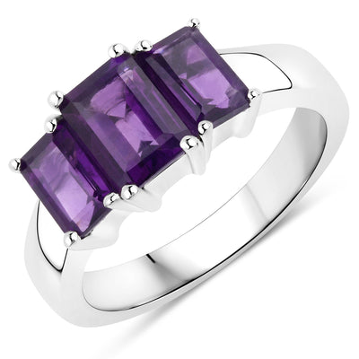 Bague en argent sterling .925 avec améthyste véritable de 1,95 carat