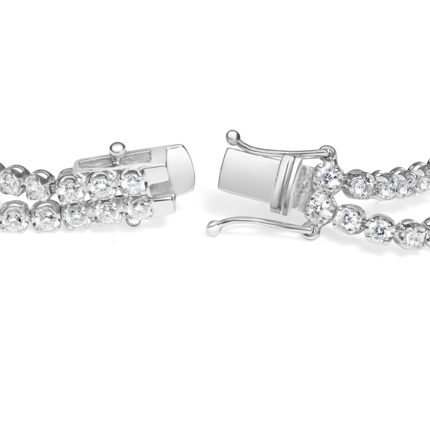 18K White Gold Diamond Double Row Tennis Bracelet - 7"