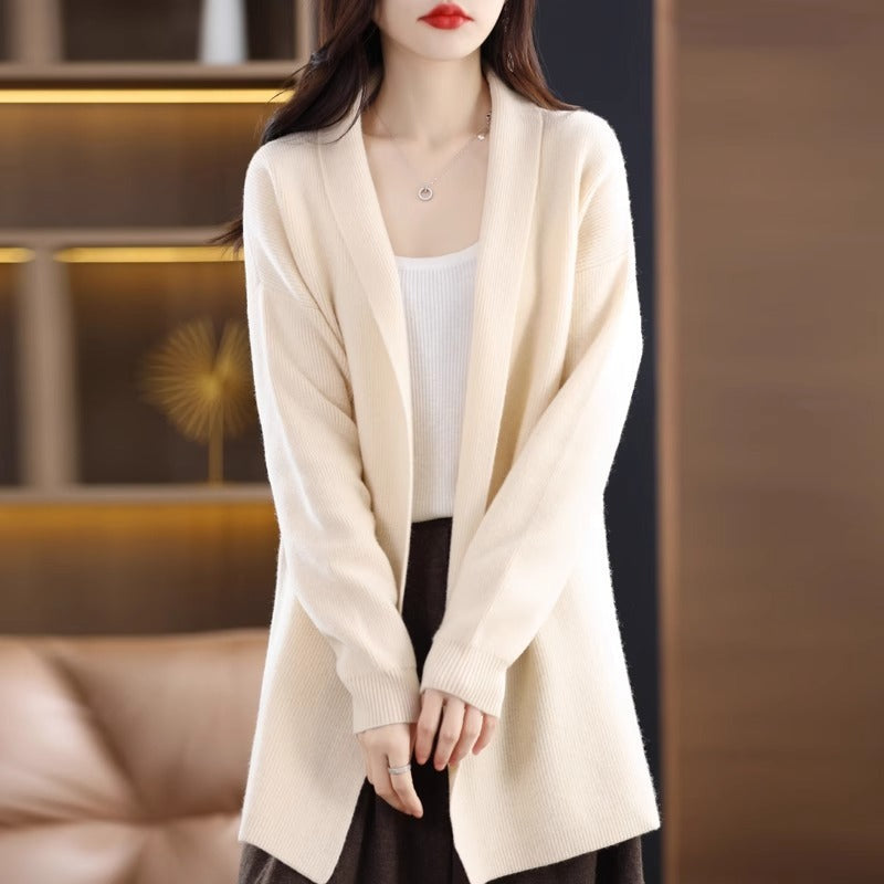 Cardigan en tricot mi-long ample et élégant pour femmes