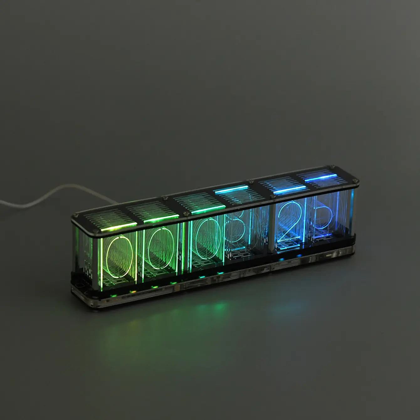 Vibrant RGB Aurora Tube Clock - Korvel
