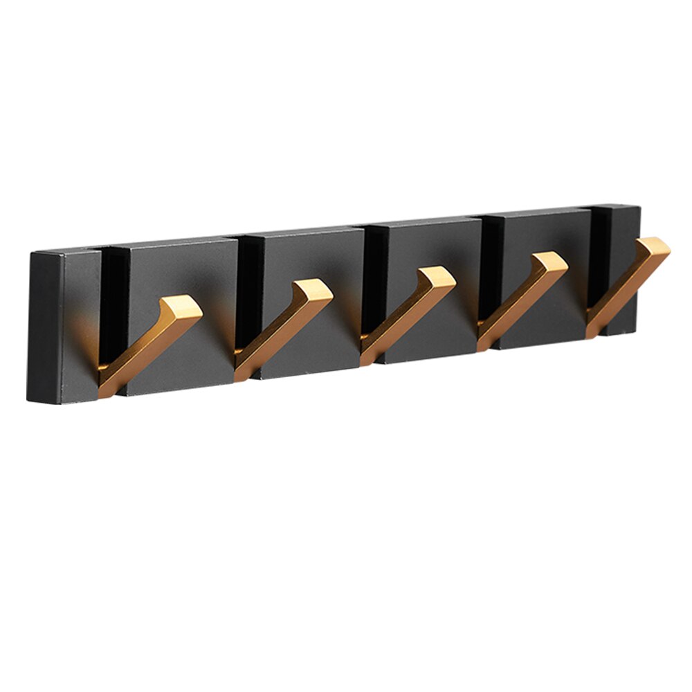 Folding Towel Hanger 2ways Installation Wall Hooks Coat Clothes Holder for Bathroom Kitchen Bedroom Hallway, Black Gold - Korvel