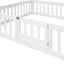 Full Size Wood House Bed with Fence and Door White Wash - Korvel