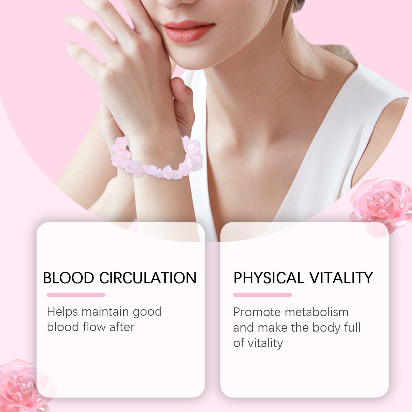 Powder Crystal Bracelet Hand Decoration Clothing Accessories Pink Beads Personality Trend Match - Korvel