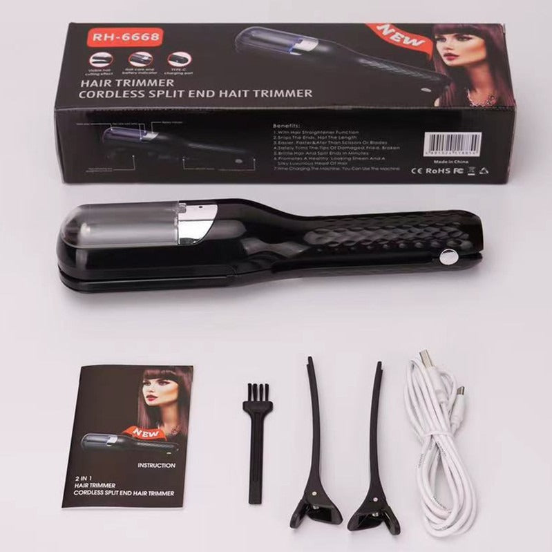 Fully automatic hair clipper, hair splitting and trimming device, multifunctional electric women's 2-in-1 trimming and cutting d - Korvel