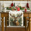 Reindeer Printed Linen Table Runner for Holiday Decor