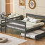 Wood Twin over Full Bunk Bed with Trundle - Gray