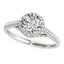 Bague de fiançailles en diamant taille ronde en or blanc 14 carats avec pavé