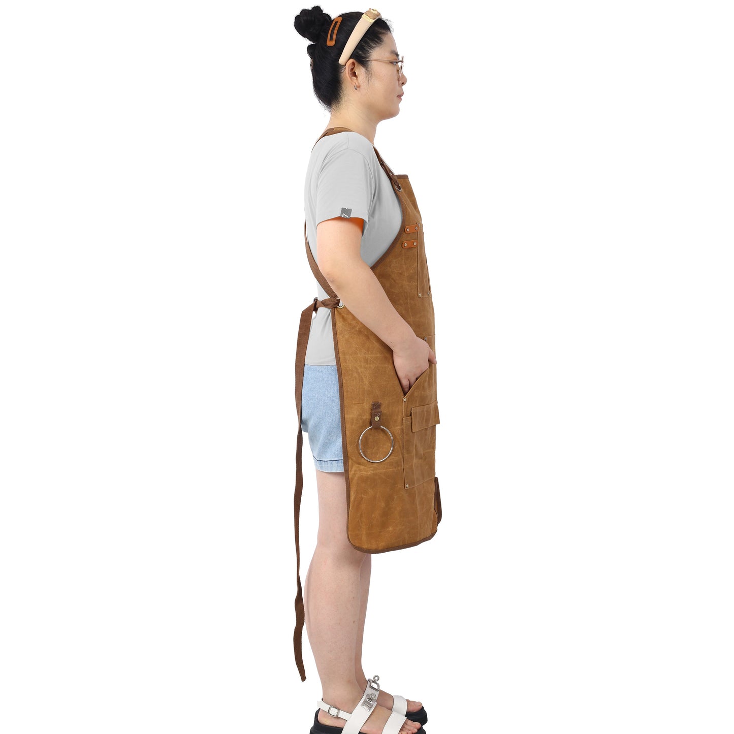 Long heavy-duty waxed canvas tool apron, carpenter apron, carpenter apron, carpenter waterproof 18 ounces - Korvel