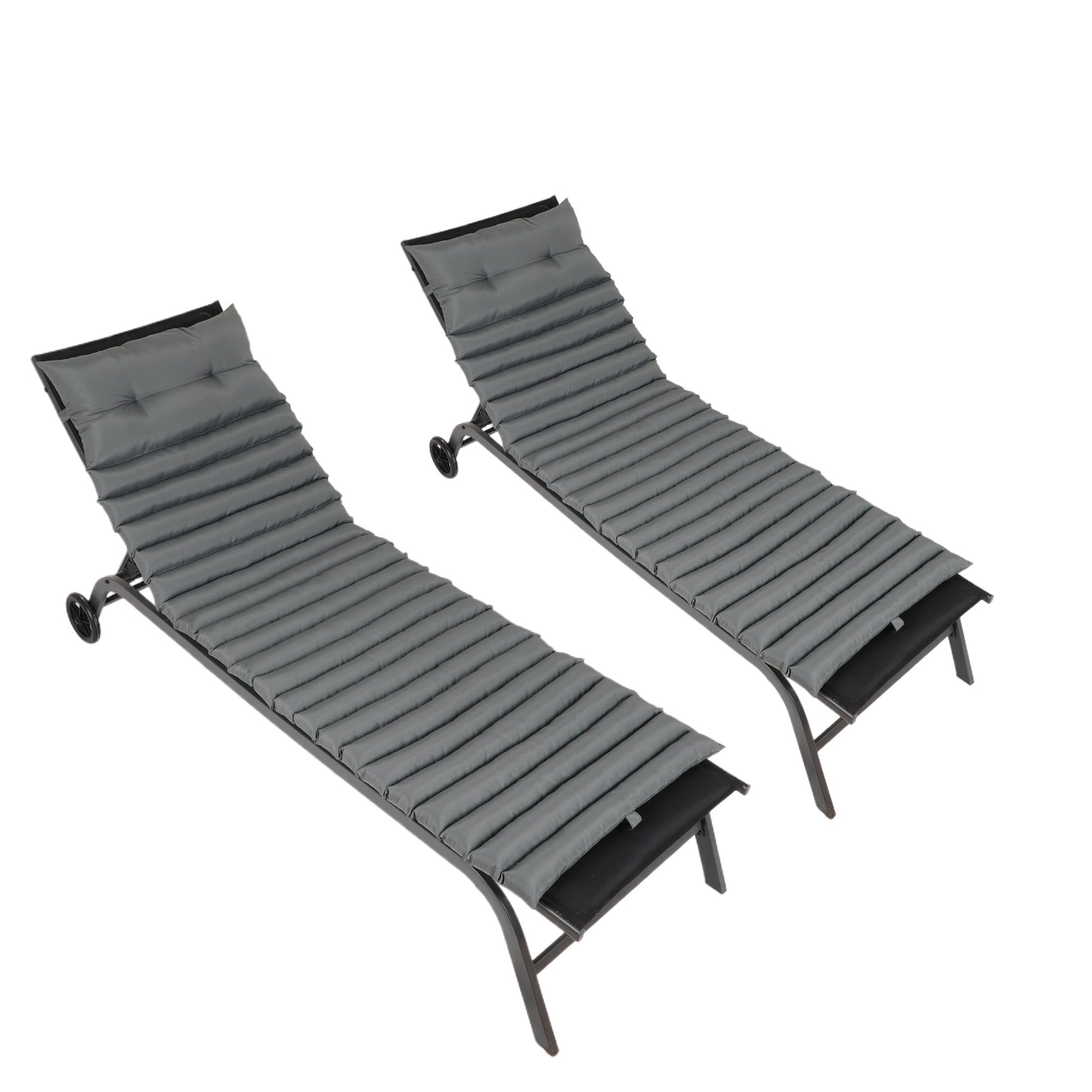 2PCS Set Outdoor Lounge Chair Cushion Replacement Patio Funiture Seat Cushion Chaise Lounge Cushion-GREY - Korvel