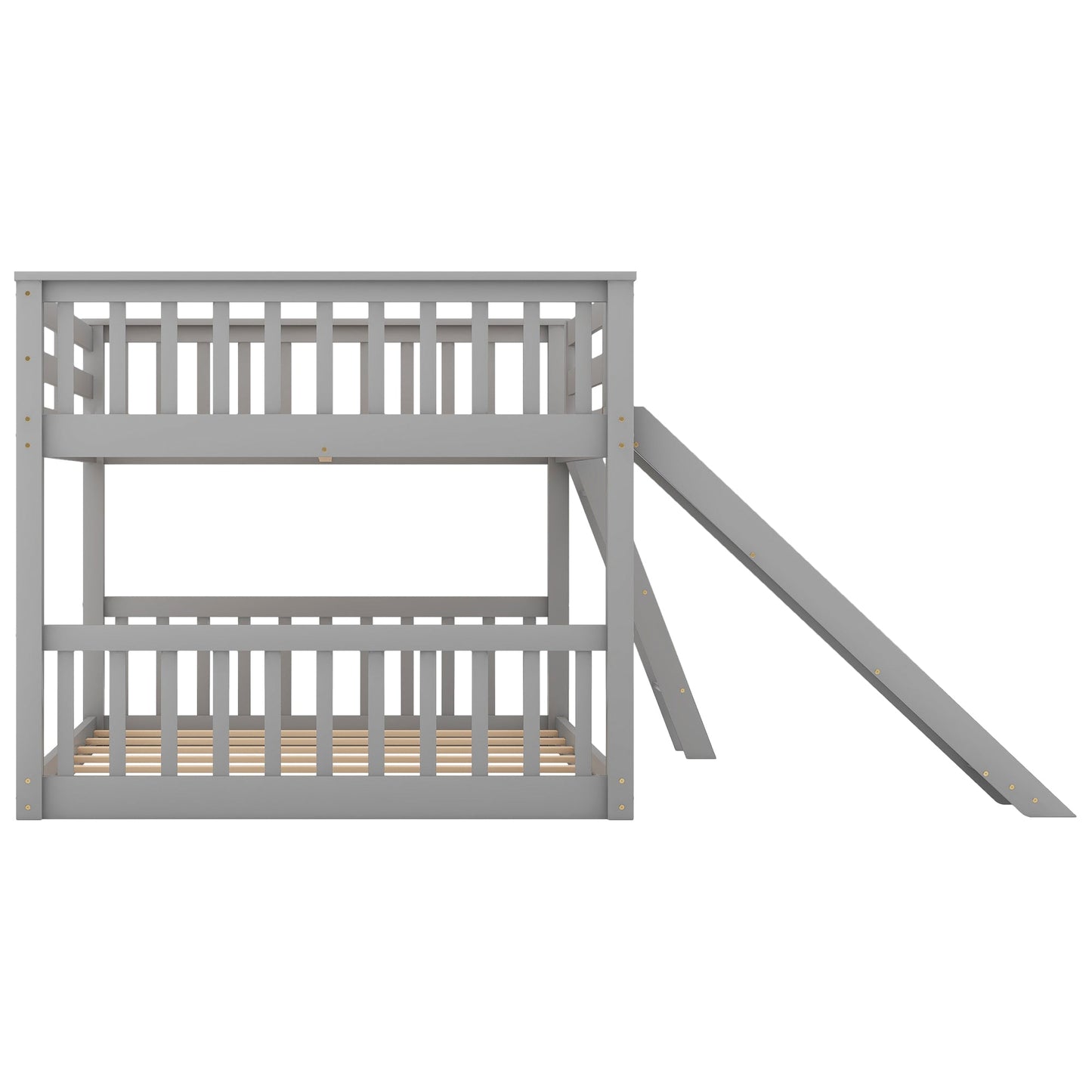 Full over Full Bunk Bed with Convertible Slide and Ladder  Gray - Korvel