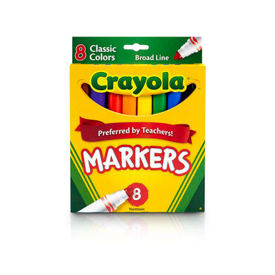 Crayola Non-Washable Markers - Broad Bullet Tip, Assorted Colors