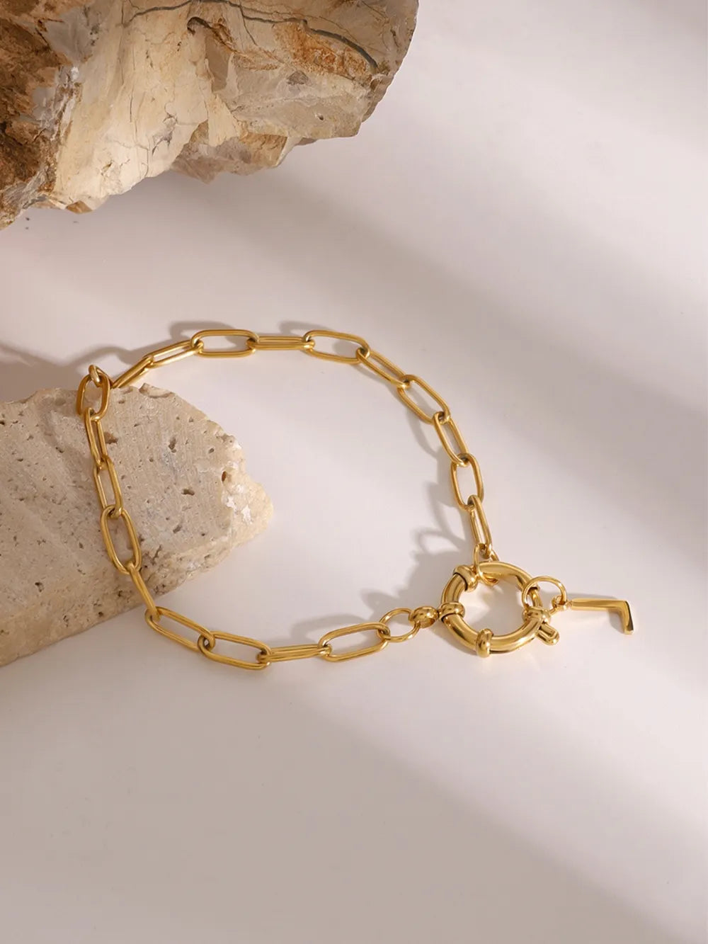 18K Gold-Plated Stainless Steel Letter L Bracelet - Korvel