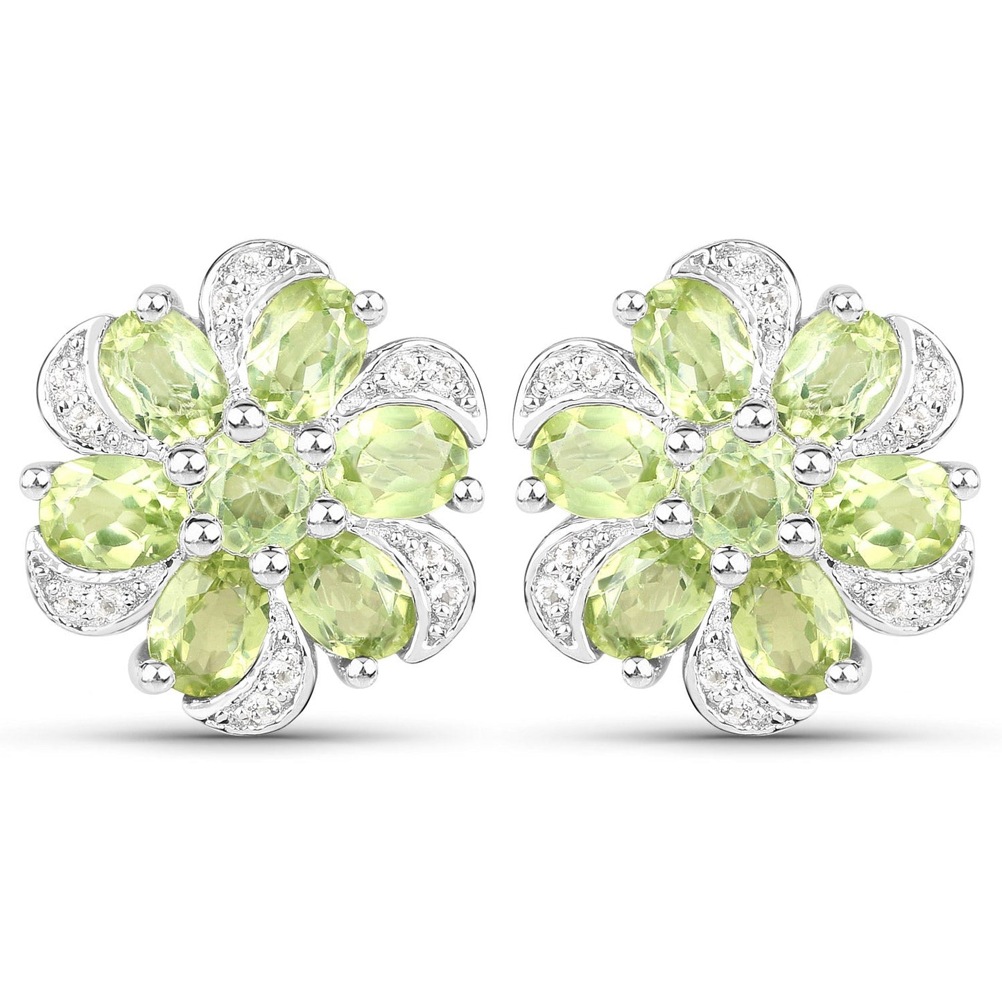 Ensemble de bijoux en péridot et topaze blanche de 8,04 carats en argent sterling