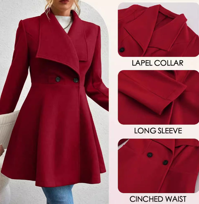 Elegant Slim-Fit Women's Wool Overcoat