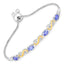 1.79 Carat Genuine Tanzanite & White Topaz Sterling Silver Bracelet