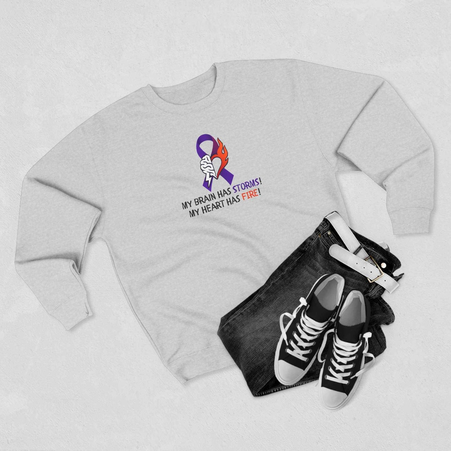 Epilepsy Awareness Unisex Sweatshirt - Brain Storms & Heart Fire