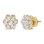 Pendientes de Stud de Diamante en Clúster Floral de Oro Amarillo de 14K
