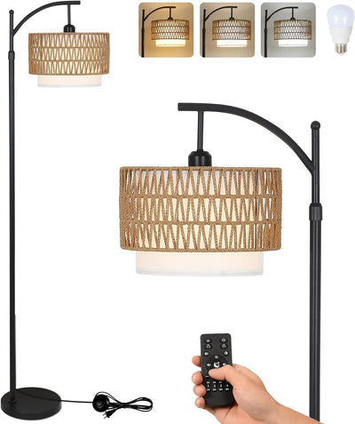 Arc Floor Lamp with Remote Control and Dimmable Bulb