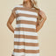 Vestido Mini de Manga Corta a Rayas Chic para Mujeres
