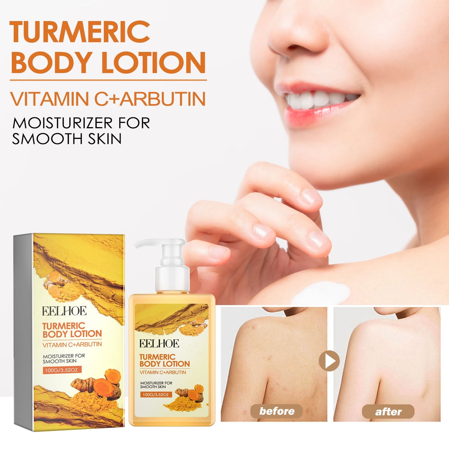 Lotion Corporelle au Curcuma - Soin Hydratant et Éclaircissant