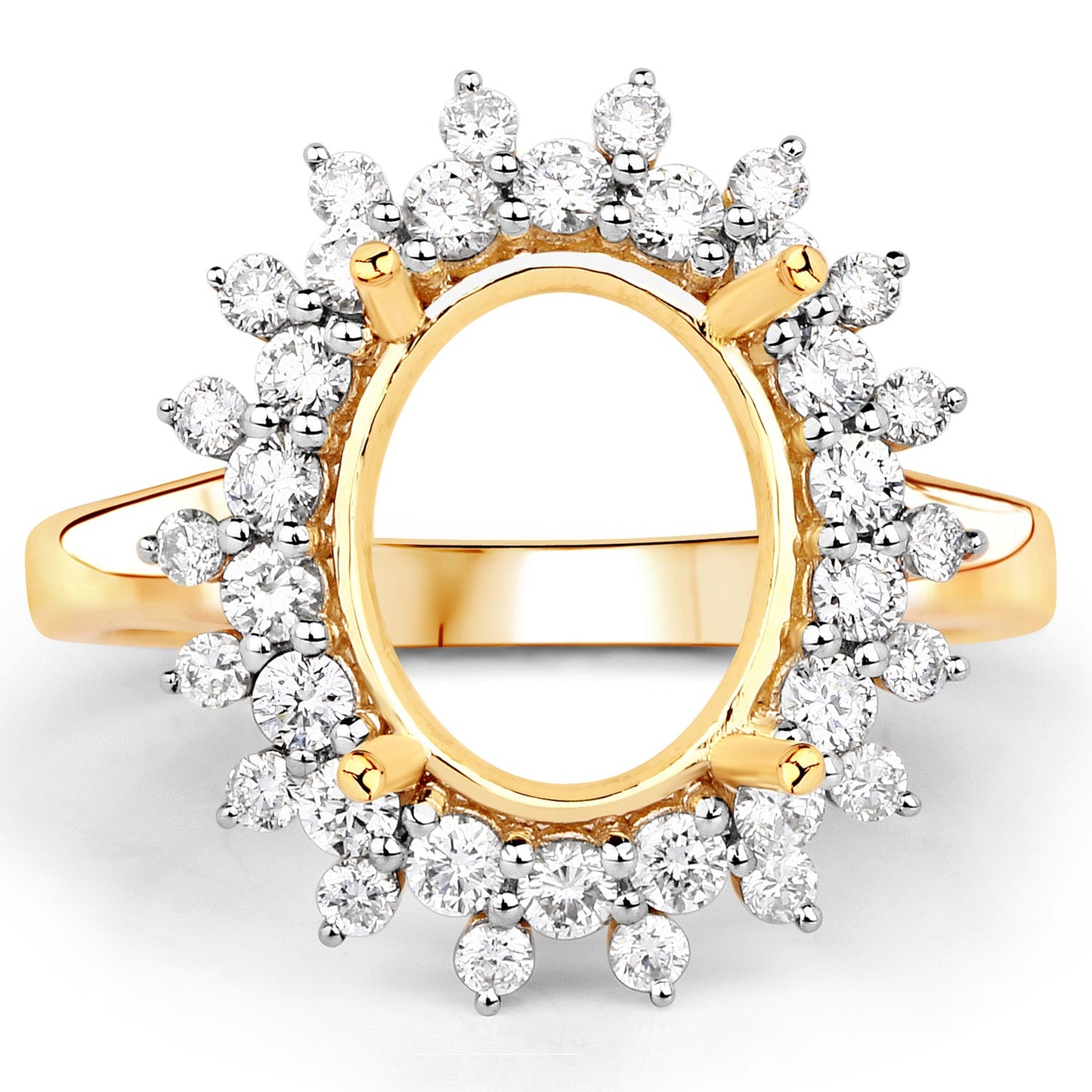 0.79 Carat White Diamond 14K Yellow Gold Semi Mount Engagement Ring