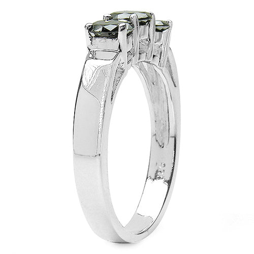 Bague de fiançailles en argent sterling avec diamant noir véritable de 0,99 carat