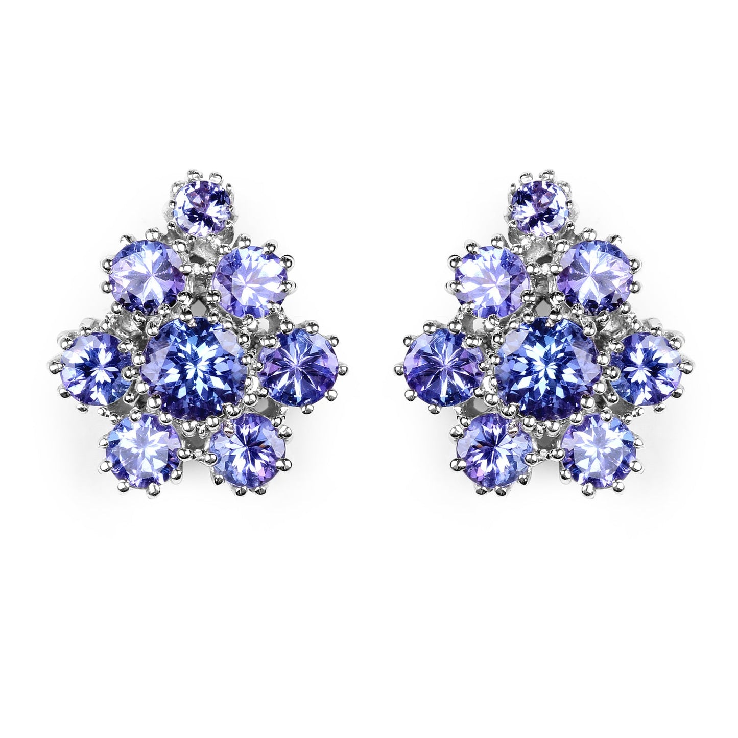Boucles d'oreilles en argent sterling avec tanzanite véritable de 4,26 carats