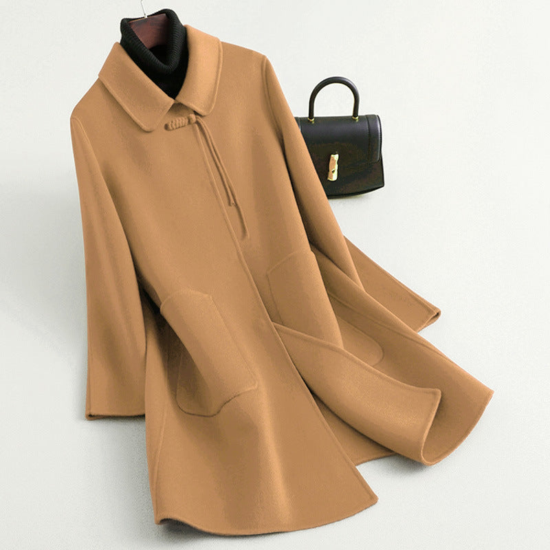 Elegant Red Oversized Double-faced Wool Coat