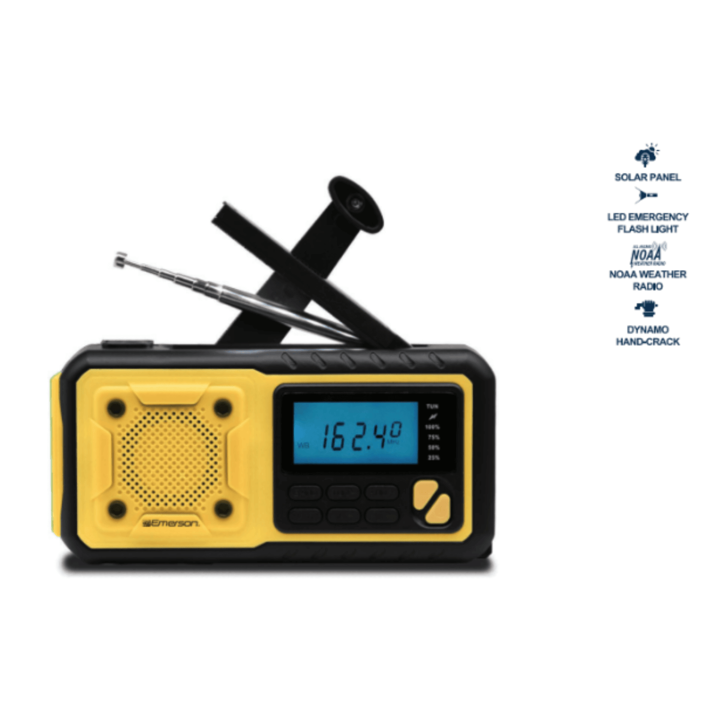 Radio de Emergencia AM/FM Emerson con Banda Meteorológica y Banco de Energía