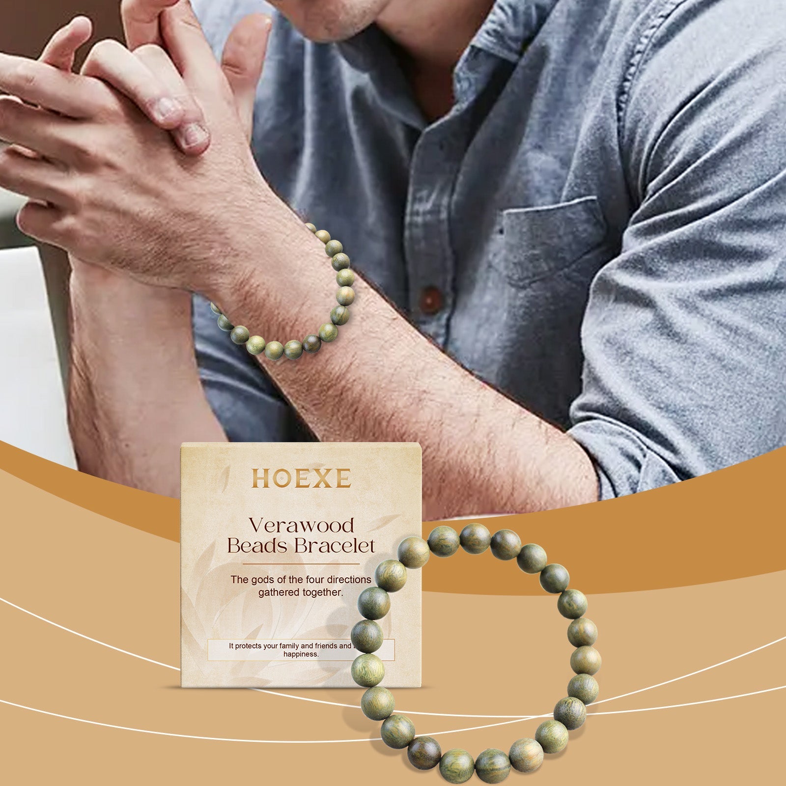 Green Sandalwood Bracelet Trend Fashion Elegant Portable Durable Good-Looking Niche Design Bracelet - Korvel