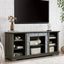 Mantel Stone modern entertainment console, manually stacked stone surrounds open storage space, gray - Korvel