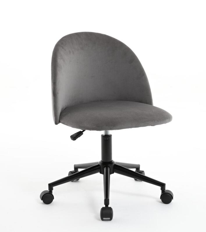 Velvet fabric office chair, mid back adjustable rotating computer chair, black legs, cushioned office chair with wheels - Korvel